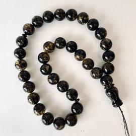 NEW Green Black Amber Prayer Beads, Natural Baltic Amber, 18 mm