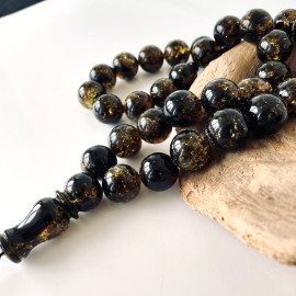 Green Natural Amber Islamic Prayer beads 12*14mm
