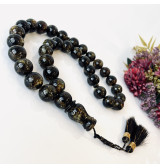 Green Black Amber Prayer Beads, Natural Baltic Amber, 18 mm