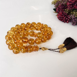 Cognac Natural Baltic Amber Islamic Prayer Beads, Misbaha Amber Beads 18mm