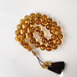 NEW Light Cognac Natural Baltic Amber Islamic Prayer Beads, Misbaha Amber Beads 18mm