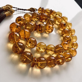 NEW Light Cognac Natural Baltic Amber Islamic Prayer Beads, Misbaha Amber Beads 18mm