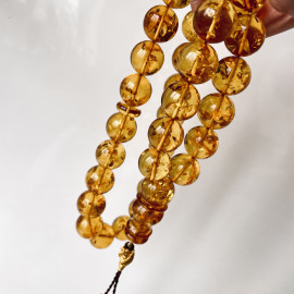 Cognac Natural Baltic Amber Islamic Prayer Beads, Misbaha Amber Beads 18mm