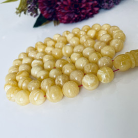 Yellow Baltic Amber Misbaha, 66 Round Beads Natural Amber Tasbih