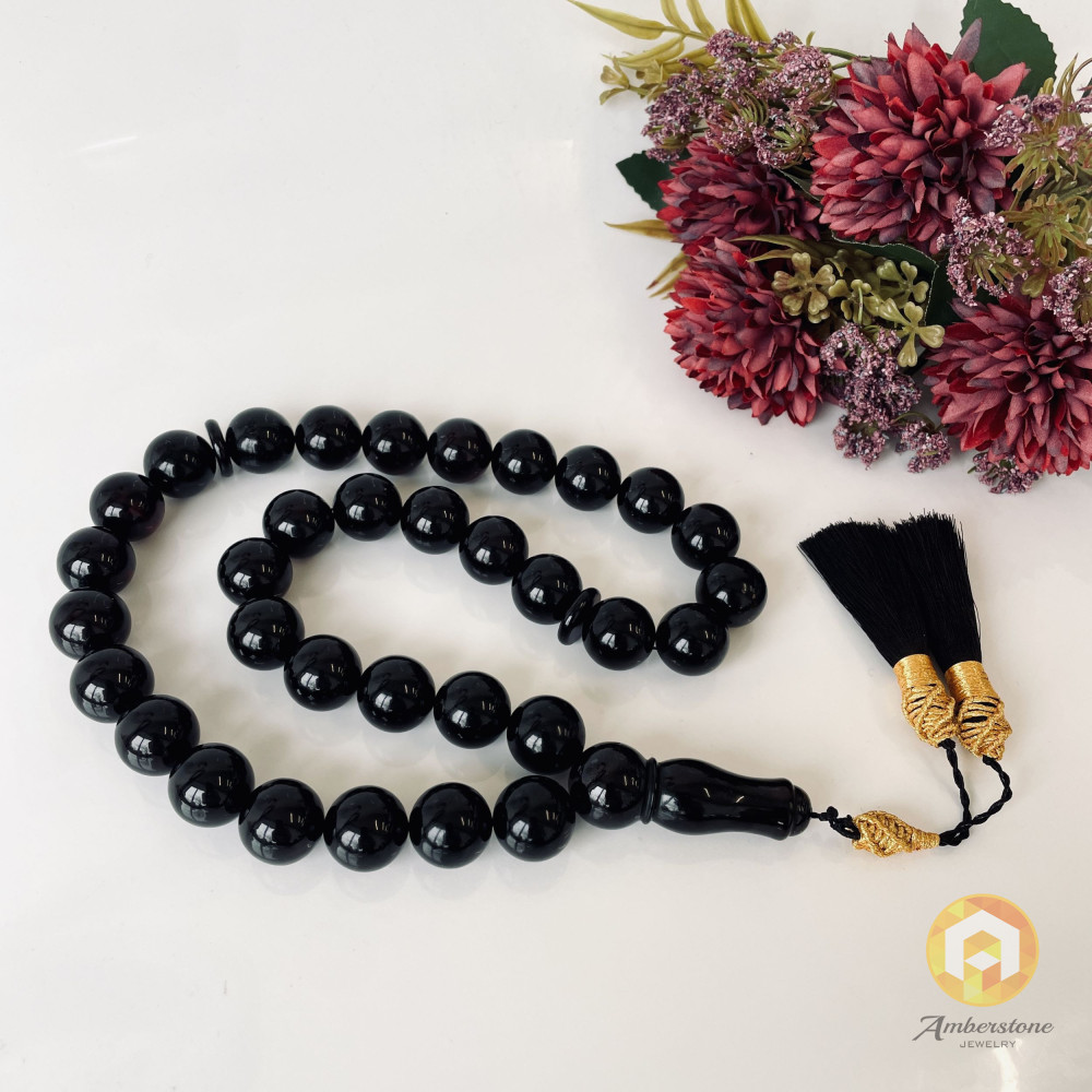 Natural Baltic Amber Misbaha, Cherry Amber Rosary