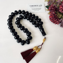 Natural Baltic Amber Misbaha, Cherry Amber Rosary, certificate