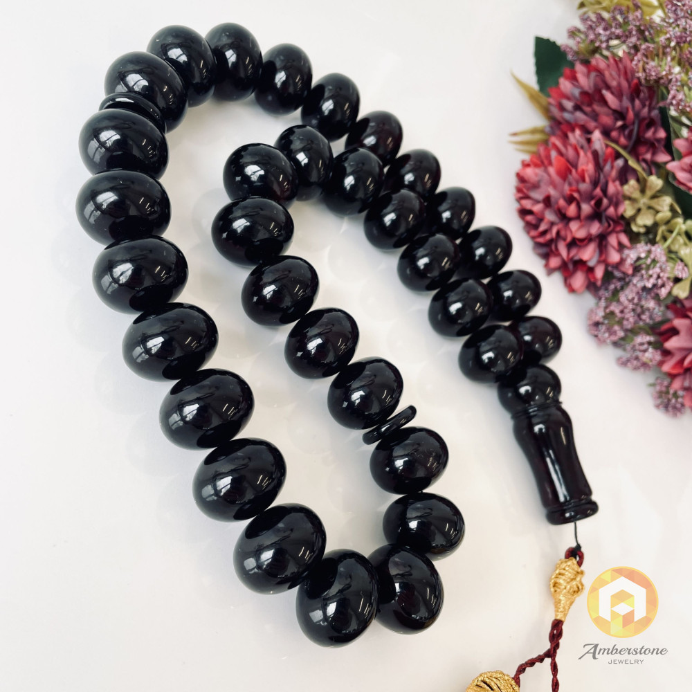 Natural Baltic Amber Misbaha, Cherry Amber Rosary