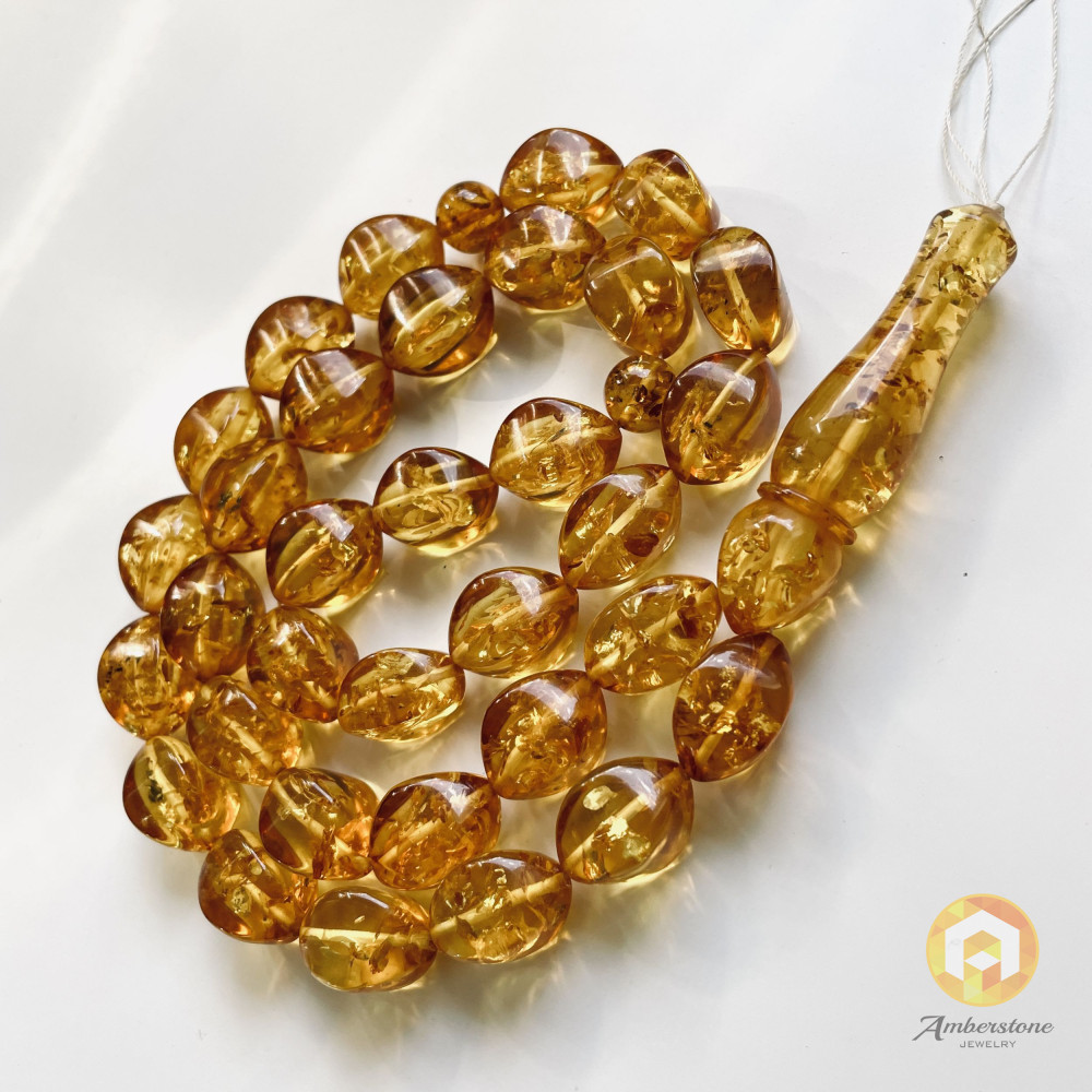Natural Baltic Amber Tasbih, Unique Anniversary Gift
