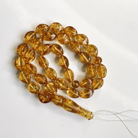 NEW Natural Baltic Amber Tasbih, Light Cognac Olive Beads, Unique Anniversary Gift