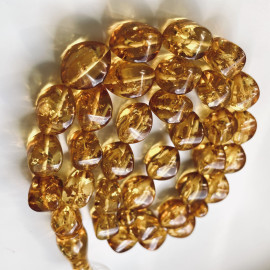 Natural Baltic Amber Tasbih, Light Cognac Olive Beads, Unique Anniversary Gift