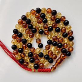 Multicolored Baltic Amber Misbaha Prayer, natural amber