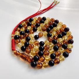 Baltic Amber Islamic Prayer. Multicolored Baltic Amber Misbaha Prayer