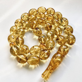 Natural Baltic Amber Tasbih, Yellow Olive Beads, Ramadan Gift