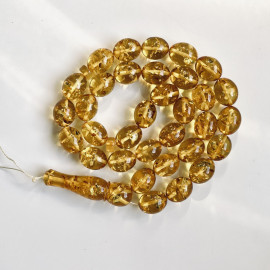 NEW Natural Baltic Amber Tasbih, Yellow Olive Beads, Ramadan Gift