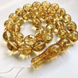 Natural Baltic Amber Tasbih, Yellow Olive Beads, Ramadan Gift