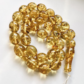 NEW Natural Baltic Amber Tasbih, Yellow Olive Beads, Ramadan Gift