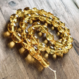NEW Natural Baltic Amber Tasbih, Yellow Olive Beads, Ramadan Gift