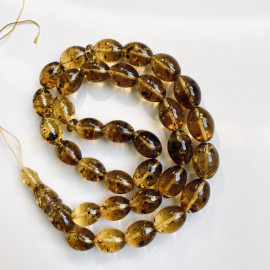 NEW 33 Amber Beads with Insects, Green Tasbih made of Baltic Amber