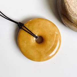 Premium Quality Genuine Baltic Amber Donut Pendant in Yellow Tiger