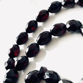 Faceted Handmade Baltic Amber Olice Beads, Cherry Color Tespih, Handmade Diamond Cut