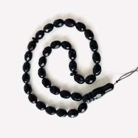 NEW Faceted Handmade Baltic Amber Olive Beads, Cherry Color Tespih, Handmade Diamond Cut