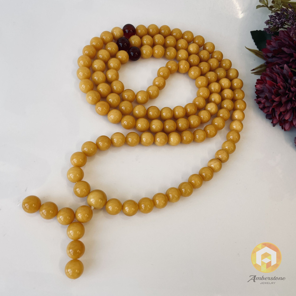 Butterscotch Baltic Amber Mala Rosary Buddhist Mila Beads