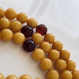 Milky White Color Baltic Amber Mala Rosary Buddhist Mila Beads 47 g 9 mm Prayer