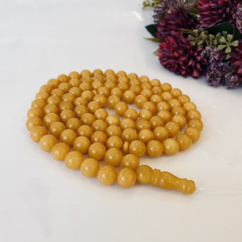 Butterscotch Baltic Amber Misbaha, 99 Round Beads Natural Amber Tasbih