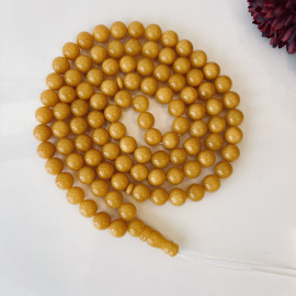 Butterscotch Baltic Amber Misbaha, 99 Round Beads Natural Amber Tasbih