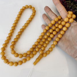 NEW Butterscotch Baltic Amber Misbaha, 99 Round Beads Natural Amber Tasbih