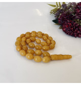 Egg Yolk Baltic Amber Misbaha, 33 Olive Beads Natural Amber Tasbih