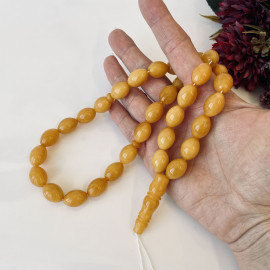 Egg Yolk Baltic Amber Misbaha, 33 Olive Beads Natural Amber Tasbih