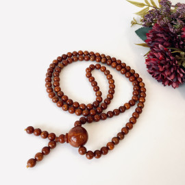 Yellow Natural Amber Mala Buddhist Prayer beads 5mm