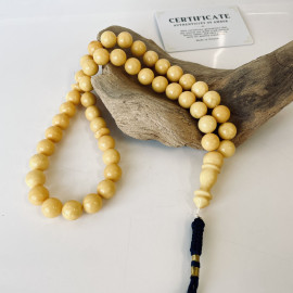 Egg Yolk Natural Baltic Amber Beads, Islamic Prayer Beads, 12 mm