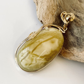 Premium Quality Genuine Baltic Amber Donut Pendant in Yellow Tiger
