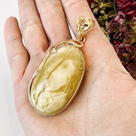 Premium Quality Genuine Baltic Amber Donut Pendant in Yellow Tiger