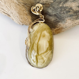 Premium Quality Genuine Baltic Amber Donut Pendant in Yellow Tiger