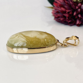 Premium Quality Genuine Baltic Amber Donut Pendant in Yellow Tiger
