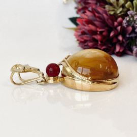 Premium Quality Genuine Baltic Amber Donut Pendant in Yellow Tiger