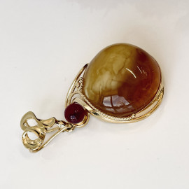 Premium Quality Genuine Baltic Amber Donut Pendant in Yellow Tiger