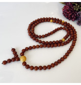Baltic Amber Buddhist Mala, Natural Amber Prayer Beads Old Brown Beads