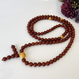 Yellow Natural Amber Mala Buddhist Prayer beads...
