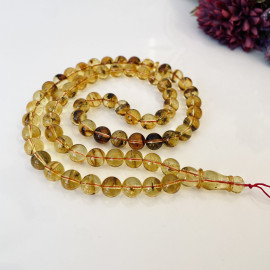 Light Cognac Baltic Amber Misbaha, Natural Amber Prayer Beads with Insect Inclusions