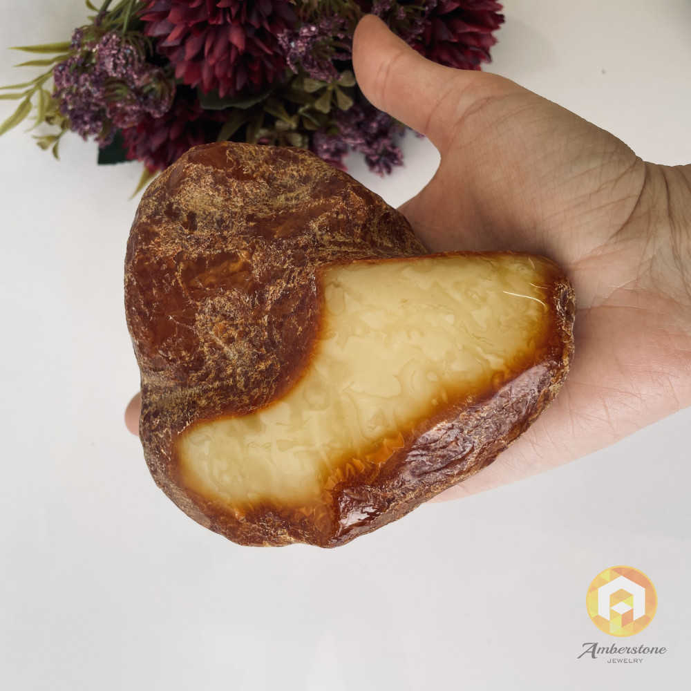 Raw Baltic Amber Stone, Natural Untreated Solid Poland Amber Stone 250 grams