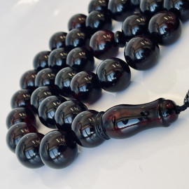 Natural Baltic Amber Misbaha, Cherry Amber Rosary, Round Beads