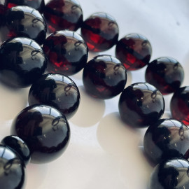 Natural Baltic Amber Misbaha, Cherry Amber Rosary, Round Beads