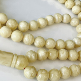 Natural Amber Tasbih, Yellow Baltic Amber Misbaha, 78 beads