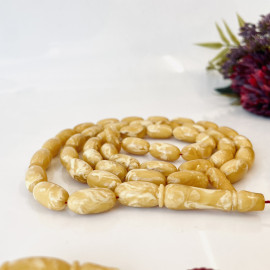 Tiger Baltic Amber Misbaha, 45 Beads Yellow & White Natural Amber Tasbih