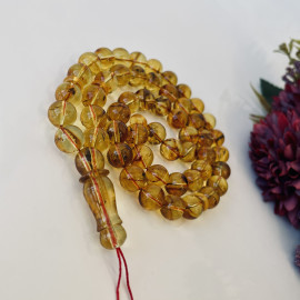 Natural Amber Prayer Beads with Insect Inclusions, Amber Tesbih