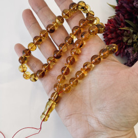 Natural Amber Prayer Beads with Insect Inclusions, Amber Tesbih